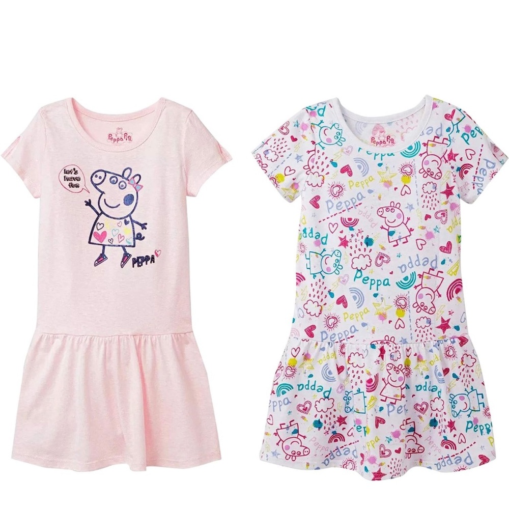 Peppa pig toddler short sleeve t-shirt dress 2 pack